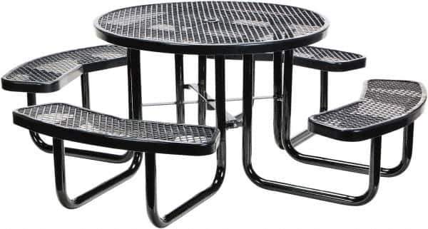 Vestil - 81-1/4" Long x 81-1/4" Wide x 29" High Stationary Activity/Utility Table without Back Rests - Black, Steel - Exact Tool & Supply