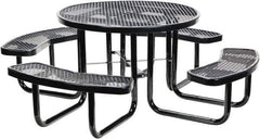 Vestil - 81-1/4" Long x 81-1/4" Wide x 29" High Stationary Activity/Utility Table without Back Rests - Black, Steel - Exact Tool & Supply