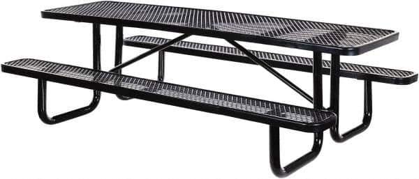 Vestil - 96" Long x 61-5/8" Wide x 30.38" High Stationary Activity/Utility Table without Back Rests - Black, Steel - Exact Tool & Supply