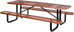 Vestil - 96" Long x 61-5/8" Wide x 30.38" High Stationary Activity/Utility Table without Back Rests - Brown, Steel - Exact Tool & Supply