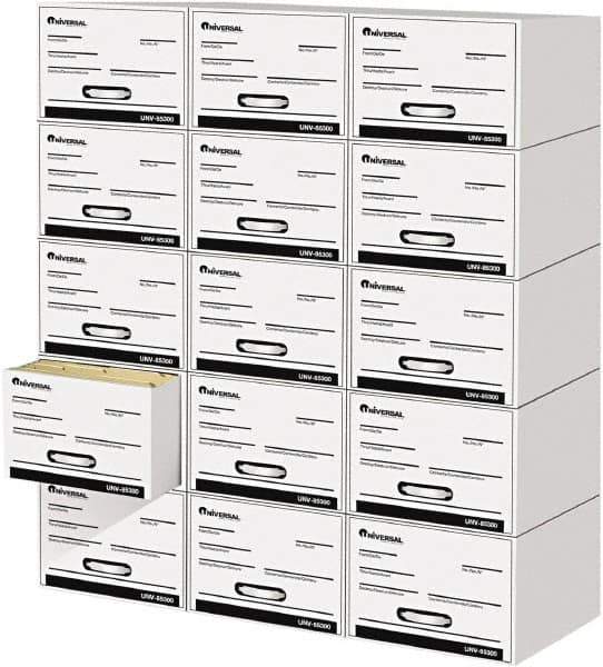 UNIVERSAL - 15 Compartment, 14 Inch Wide x 25-1/2 Inch Deep x 11-1/2 Inch High, File Storage Box - Plastic, White - Exact Tool & Supply
