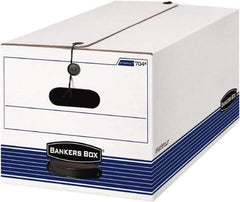 BANKERS BOX - 1 Compartment, 15 Inch Wide x 24 Inch Deep x 10 Inch High, File Storage Box - Paper, White and Blue - Exact Tool & Supply