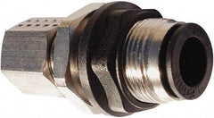 Legris - 4mm Outside Diam, Nickel Plated Brass Push-to-Connect Tube Bulkhead Union - 290 Max psi, Tube to Tube Connection, Nitrile O-Ring - Exact Tool & Supply