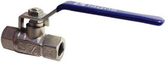 Legris - 3/4" Pipe, Female Port, Nickel Plated Brass Standard Ball Valve - Inline - One Way Flow, FBSPP x FBSPP Ends, Lever Handle, 435 WOG - Exact Tool & Supply