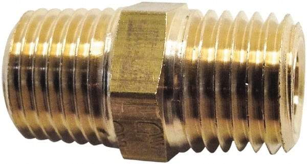 Legris - 3/4 x 1/2 Male Thread, Brass Industrial Pipe Hex Nipple - MBSPT, 1,450 psi - Exact Tool & Supply