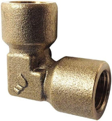 Legris - 1/2 Female Thread, Brass Industrial Pipe 90° Female Elbow - FBSPP, 3,626 psi - Exact Tool & Supply