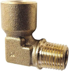 Legris - 3/8 Male Thread x 3/8 Female Thread, Brass Industrial Pipe 90° Street Elbow - MBSPT x FBSPP, 3,626 psi - Exact Tool & Supply