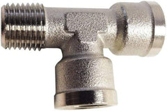 Legris - 1/8 Male Thread x 1/8 Female Thread, Nickel Plated Brass Industrial Pipe Street Tee - MBSPT x FBSPP, 870 psi - Exact Tool & Supply
