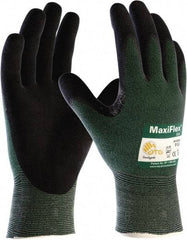 ATG - Size 3XL (12), ANSI Cut Lvl A2, Puncture Lvl 1, Abrasion Lvl 4, Micro-Foam Nitrile Coated Nylon/Spandex Cut & Puncture Resistant Gloves - Palm Coated, Knit Wrist, Green/Black, Paired - Exact Tool & Supply