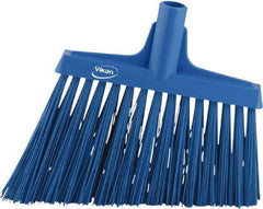 Vikan - 9-1/2" Wide, Blue Synthetic Bristles, Angled Broom - Exact Tool & Supply