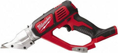 Milwaukee Tool - 3,000 SPM, 18 Volt, Inline Handle, Handheld Cordless Shear - 18 Gauge (Mild Steel) Cutting Capacity - Exact Tool & Supply