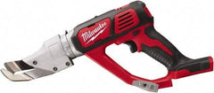Milwaukee Tool - 3,000 SPM, 18 Volt, Inline Handle, Handheld Cordless Shear - 18 Gauge (Mild Steel) Cutting Capacity - Exact Tool & Supply