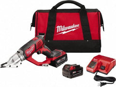 Milwaukee Tool - 3,000 SPM, 18 Volt, Inline Handle, Handheld Cordless Shear - 18 Gauge (Mild Steel) Cutting Capacity - Exact Tool & Supply