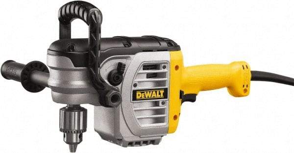 DeWALT - 1/2" Keyed Chuck, 330 & 1,300 RPM, End Handle Electric Drill - 11 Amps, 120 Volts, Reversible, Includes Chuck Key with Holder & 2-Position Side Handle - Exact Tool & Supply
