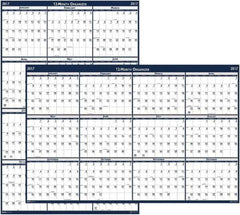 House of Doolittle - 1 Sheet, 66 x 33", Erasable Wall Calendar - Blue & Gray - Exact Tool & Supply