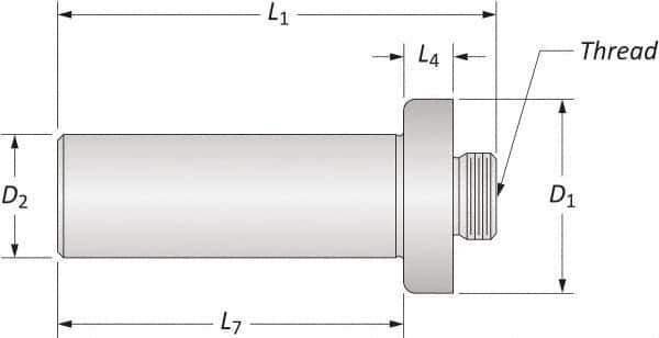 Allied Machine and Engineering - 1-1/2-18 Threaded Mount, Boring Head Straight Shank - Threaded Mount, 1/4" Projection, 1.86 Inch Nose Diameter - Exact Tool & Supply