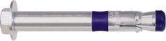 Powers Fasteners - 1/2" Diam, 1/2" Drill, 4-3/4" OAL, 2-1/4" Min Embedment Sleeve Concrete Anchor - Grade 8 Carbon Steel, Zinc-Plated Finish, Hex Head, Hex Drive - Exact Tool & Supply