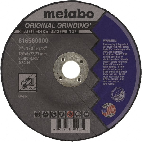 Metabo - Depressed-Center Wheels Wheel Diameter (Inch): 4-1/2 Wheel Thickness (Decimal Inch): 0.2500 - Exact Tool & Supply