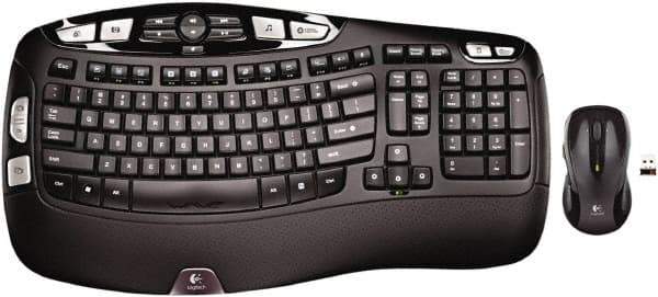 Logitech - Black Keyboard/Mouse - Use with Windows XP, Vista, 7, 8 - Exact Tool & Supply