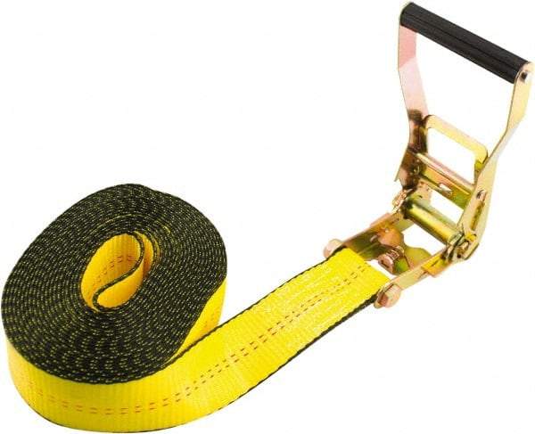 Erickson Manufacturing - 25' Long x 2" Wide, 10,000 Lb Basket Capacity, Polyester & Steel Web Sling - Yellow - Exact Tool & Supply