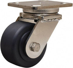 Hamilton - 4" Diam x 2" Wide x 5-5/8" OAH Top Plate Mount Swivel Caster - Nylon, 1,600 Lb Capacity, Stainless Steel Double Shielded Precision Ball Bearing, 4 x 5" Plate - Exact Tool & Supply