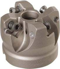 Iscar - 4 Inserts, 1-1/2" Cutter Diam, 0.059" Max Depth of Cut, Indexable High-Feed Face Mill - 1/2" Arbor Hole Diam, 1-1/4" High, FF FWX Toolholder, H600 WXCU 0.. Inserts, Series Helido - Exact Tool & Supply
