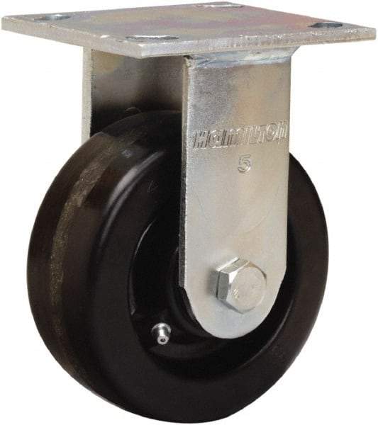 Hamilton - 5" Diam x 2" Wide x 7" OAH Top Plate Mount Rigid Caster - Phenolic, 1,000 Lb Capacity, Straight Roller Bearing, 4 x 4-1/2" Plate - Exact Tool & Supply