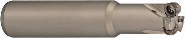 Sumitomo - 1-1/4" Cutting Diam, 1-1/4" Shank Diam, 5mm Max Depth of Cut, Weldon Flat Indexable Copy End Mill - 3 Inserts, RDET10 Insert, RSX Toolholder - Exact Tool & Supply