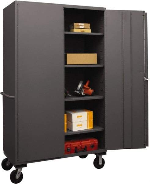 Durham - 4 Shelf Locking Storage Cabinet - Steel, 48" Wide x 24" Deep x 80" High, Gray - Exact Tool & Supply