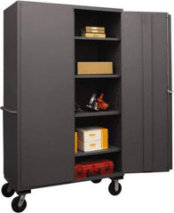 Durham - 4 Shelf Locking Storage Cabinet - Steel, 48" Wide x 24" Deep x 80" High, Gray - Exact Tool & Supply