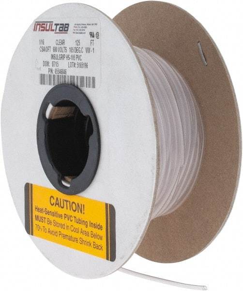 Made in USA - 2:1, PVC Heat Shrink Electrical Tubing - Clear - Exact Tool & Supply