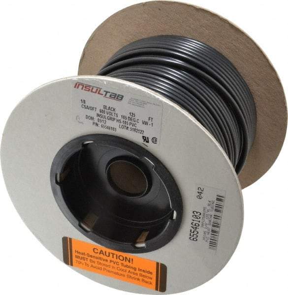 Made in USA - 2:1, PVC Heat Shrink Electrical Tubing - Black - Exact Tool & Supply