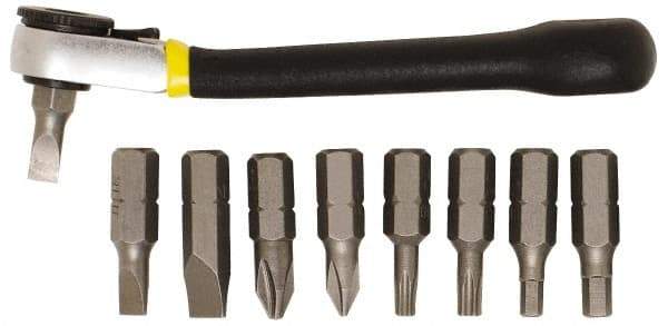 General - 9 Piece, Screwdriver Mini-Ratchet Bit Kit - #1 & #2 Phillips - Exact Tool & Supply