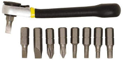 General - 9 Piece, Screwdriver Mini-Ratchet Bit Kit - #1 & #2 Phillips - Exact Tool & Supply