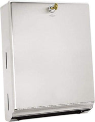 Bobrick - Manual, Stainless Steel Paper Towel Dispenser - 14" High x 10-3/4" Wide x 4" Deep, 400 C-Fold or 525 Multi-Fold, Silver - Exact Tool & Supply