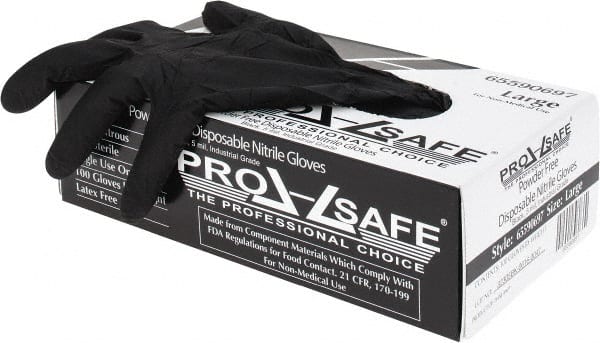 PRO-SAFE - Size L, 5 mil, Industrial Grade, Powder Free Nitrile Disposable Gloves - Exact Tool & Supply