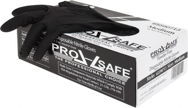 PRO-SAFE - Size M, 5 mil, Industrial Grade, Powder Free Nitrile Disposable Gloves - Exact Tool & Supply