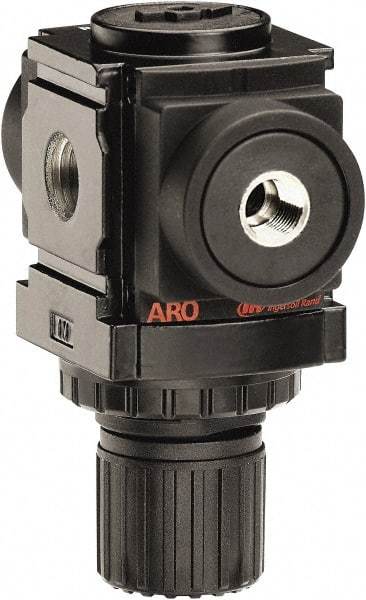 ARO/Ingersoll-Rand - 1/8 NPT Port, 45 CFM, Aluminum Miniature Regulator - 0 to 140 psi Range, 250 Max psi Supply Pressure, 1/8" Gauge Port Thread, 2.913" Wide x 3-9/16" High - Exact Tool & Supply