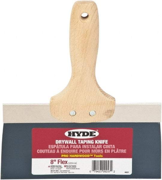 Hyde Tools - 8" Wide Flexible Blade Steel Joint Knife - Flexible, Hardwood Handle - Exact Tool & Supply