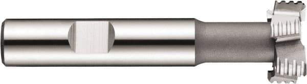 DORMER - 18mm Cut Diam, 8mm Cut Width, 0.315" Neck Diam, 0.4724" Shank Diam, Cobalt T-Slot Cutter - Uncoated, 10mm Bolt, Staggered Teeth, 6 Teeth, Weldon Flat - Exact Tool & Supply