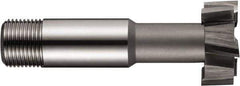 DORMER - 28mm Cut Diam, 12mm Cut Width, 0.5118" Neck Diam, 0.6299" Shank Diam, M2 High Speed Steel T-Slot Cutter - Uncoated, 16mm Bolt, Staggered Teeth, 6 Teeth - Exact Tool & Supply