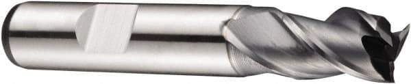 DORMER - 11mm Diam, 13mm LOC, 3 Flute Powdered Metal Keyway End Mill - Spiral Flute, AlCrN Finish, 12mm Shank Diam, 70mm OAL, 40° Helix, Centercutting - Exact Tool & Supply
