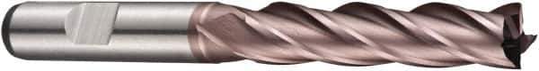 DORMER - 4 Flute Powdered Metal Roughing & Finishing Square End Mill - TiCN Finish, Weldon Shank, 30° Helix, Centercutting, Extra Long Length - Exact Tool & Supply