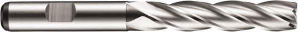 DORMER - 4 Flute Powdered Metal Roughing & Finishing Square End Mill - Uncoated, Weldon Shank, 30° Helix, Centercutting, Extra Long Length - Exact Tool & Supply