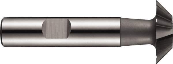 DORMER - 20mm Diam x 8mm Width of Cut, 60° Included Angle, Cobalt Dovetail Cutter - Weldon Flat, Uncoated - Exact Tool & Supply