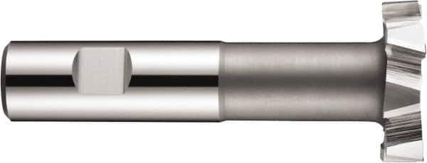 DORMER - 40mm Cut Diam, 5mm Cut Width, 0.7559" Neck Diam, 0.7874" Shank Diam, Cobalt T-Slot Cutter - Uncoated, Staggered Teeth, 8 Teeth, Weldon Flat - Exact Tool & Supply