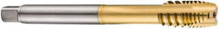 DORMER - M16x2.00 Metric Coarse, 3 Flute, TiN Finish, Cobalt Spiral Point Tap - Plug Chamfer, Right Hand Thread, 110mm OAL, 25mm Thread Length, 12mm Shank Diam, 6H Class of Fit, Series E423 - Exact Tool & Supply