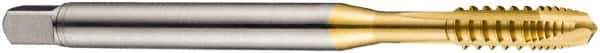 DORMER - M10x1.50 Metric Coarse, 3 Flute, TiN Finish, Cobalt Spiral Point Tap - Plug Chamfer, Right Hand Thread, 100mm OAL, 20mm Thread Length, 10mm Shank Diam, 6H Class of Fit, Series E422 - Exact Tool & Supply