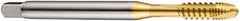 DORMER - M10x1.50 Metric Coarse, 3 Flute, TiN Finish, Cobalt Spiral Point Tap - Plug Chamfer, Right Hand Thread, 100mm OAL, 20mm Thread Length, 10mm Shank Diam, 6H Class of Fit, Series E422 - Exact Tool & Supply