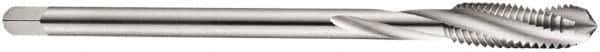 DORMER - M4x0.70 Metric Coarse 3 Flute 6H Bottoming Spiral Flute Tap - Cobalt, Bright Finish, 63mm OAL, Right Hand Flute, Right Hand Thread, Series E258 - Exact Tool & Supply